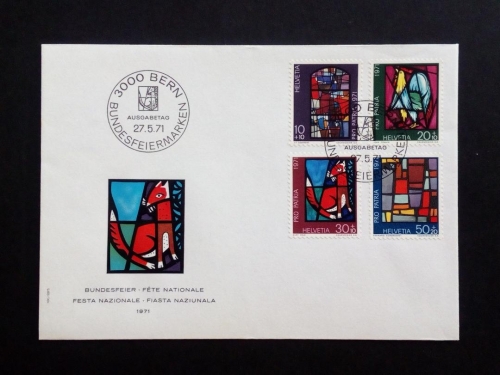SCHWEIZ MI-NR. 949-952 FDC PRO PATRIA 1971 GLASGEMÄLDE