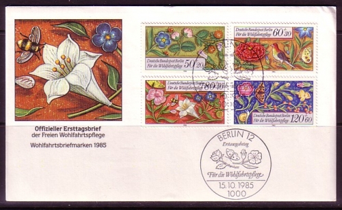 BERLIN MI-NR. 744-747 FDC Wohlfahrt 1985 MINIATUREN AUS GEBETBUCH