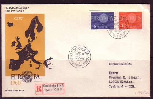 SCHWEDEN MI-NR. 463-464 FDC EUROPA 1960 - WAGENRAD