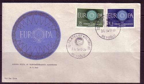 TÜRKEI MI-NR. 1774-1775 FDC EUROPA 1960 WAGENRAD
