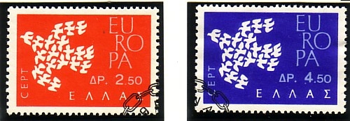 GRIECHENLAND MI-NR. 775-776 o EUROPA 1961 - TAUBE