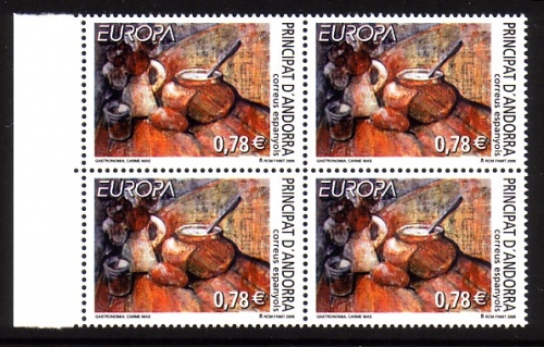 ANDORRA SPANISCH MI-NR. 324 POSTFRISCH(MINT) VIERERBLOCK EUROPA 2005 ESSEN GASTRONOMIE