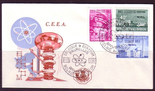 BELGIEN MI-NR. 1255-1257 FDC MITLÄUFER 1961 EURATOM