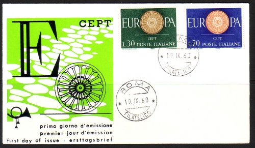 ITALIEN MI-NR. 1077-1078 FDC CEPT 1960 WAGENRAD