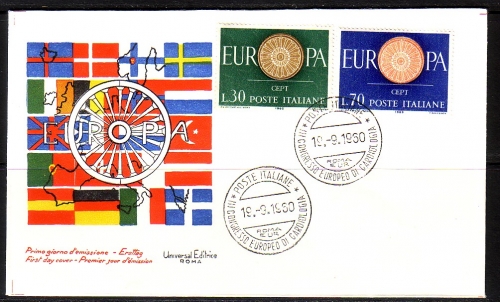 ITALIEN MI-NR. 1077-1078 FDC EUROPA CEPT 1960 WAGENRAD