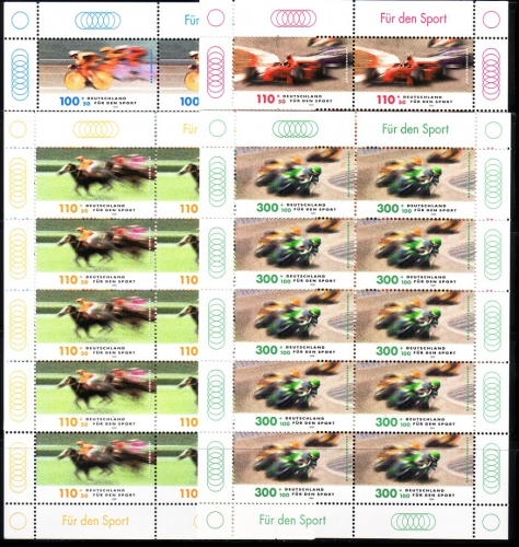 DEUTSCHLAND MI-NR. 2031-2034 POSTFRISCH(MINT) KLEINBOGENSATZ RENNSPORT 1999 RADSPORT AUTO MOTORRAD PFERDERENNEN