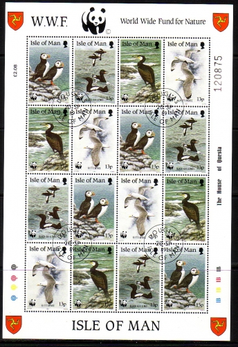 INSEL MAN MI-NR. 408-411 o KLEINBOGEN WWF SEEVÖGEL PAPAGEITAUCHER KORMORAN MÖWE