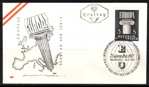 ÖSTERREICH MI-NR. 1081 FDC EUROPA CEPT 1960 WAGENRAD