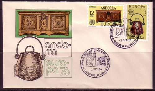 ANDORRA SPANISCH MI-NR. 101-102 FDC EUROPA 1976 - KUNSTHANDWERK