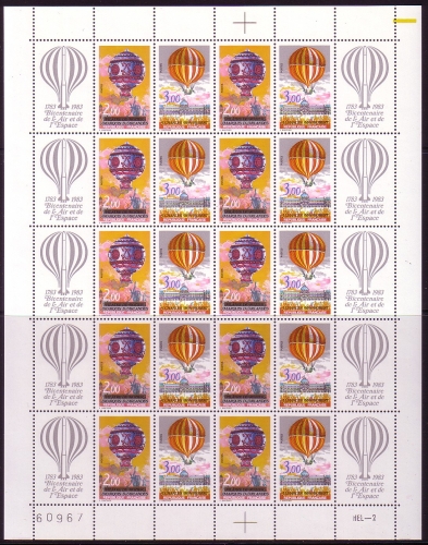 FRANKREICH MI-NR. 2387-2388 POSTFRISCH(MINT) KLEINBOGEN LUFTFAHRT FREIBALLON MONTGOLFIERE 1983