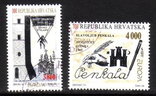 KROATIEN MI-NR. 274-275 GESTEMPELT(USED) EUROPA 1994 ENTDECKUNGEN und ERFINDUNGEN FALLSCHIRM