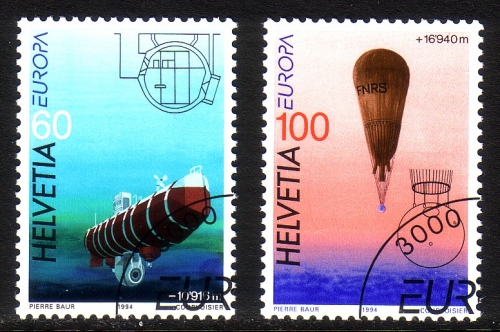 SCHWEIZ MI-NR. 1525-1526 GESTEMPELT(USED) EUROPA 1994 BALLON ENTDECKUNGEN UND ERFINDUNGEN