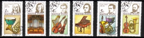 UNGARN MI-NR. 3772-3777 A GESTEMPELT(USED) MITLÄUFER 1985 JAHR DER MUSIK HÄNDEL BACH CHERUBINI CHOPIN MAHLER ERKEL