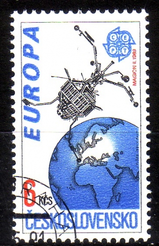 TSCHECHOSLOWAKEI MI-NR. 3084 o EUROPA 1991 - EUROPÄISCHE WELTRAUMFAHRT SATELLIT