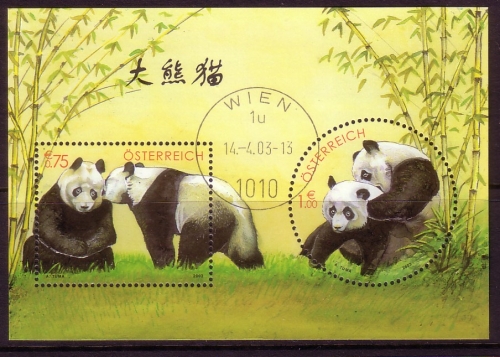ÖSTERREICH BLOCK 18 GESTEMPELT(USED) PANDA TIERGARTEN SCHÖNBRUNN