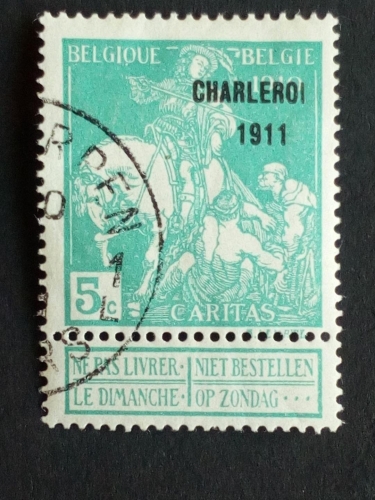 BELGIEN MI-NR. 87 III GESTEMPELT(USED) WELTAUSSTELLUNG BRÜSSEL 1910 KAMPF GEGEN TUBERKULOSE