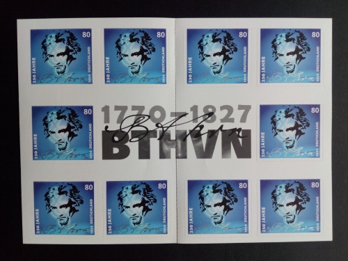 Gültige Frankaturware Deutschland 0,80 € im 10er Folienblatt selbstklebend x 98 % BEETHOVEN