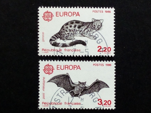 FRANKREICH MI-NR. 2546-2547 GESTEMPELT(USED) EUROPA 1986 UMWELTSCHUTZ KATZE FLEDERMAUS