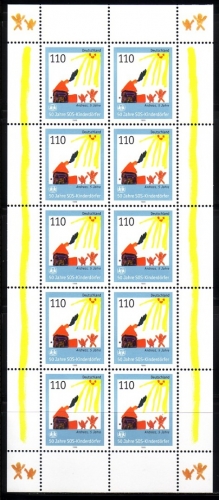 DEUTSCHLAND MI-NR. 2062 POSTFRISCH(MINT) KLEINBOGEN 50 JAHRE SOS KINDERDÖRFER 1999