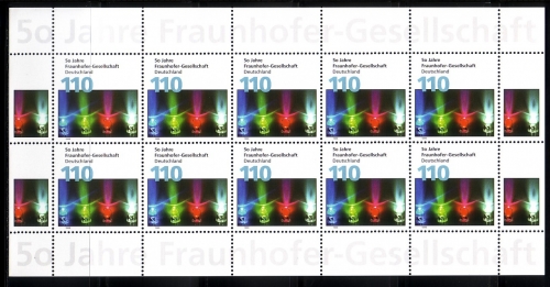 DEUTSCHLAND MI-NR. 2038 POSTFRISCH(MINT) KLEINBOGEN 50 JAHRE FRAUNHOFER GESELLSCHAFT 1999