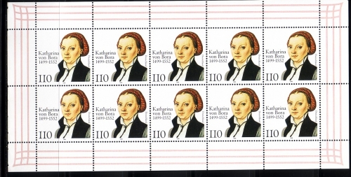 DEUTSCHLAND MI-NR. 2029 POSTFRISCH(MINT) KLEINBOGEN 500. GEBURTSTAG KATHARINA von BORA 1999 GATTIN VON LUTHER