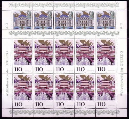 DEUTSCHLAND MI-NR. 2007-2008 POSTFRISCH(MINT) KLEINBOGENSATZ UNESCO WELTERBE 1998 TEMPEL