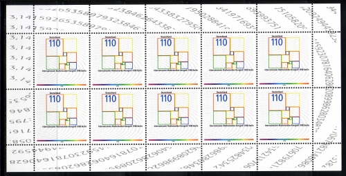 DEUTSCHLAND MI-NR. 2005 POSTFRISCH(MINT) KLEINBOGEN MATHEMATIKER KONGRESS 1998 BERLIN