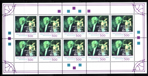 DEUTSCHLAND MI-NR. 2076 POSTFRISCH(MINT) KLEINBOGEN 50. TODESTAG RICHARD STRAUSS 1999 KOMPONIST