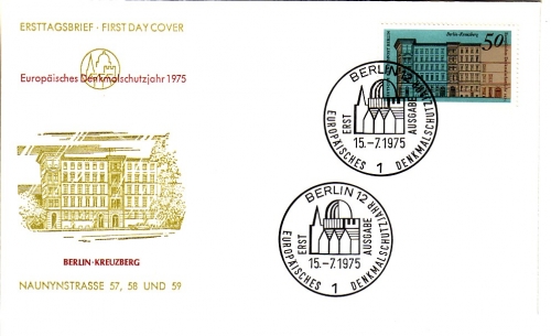 BERLIN MI-NR. 508 FDC MITLÄUFER DENKMALSCHUTZJAHR 1975
