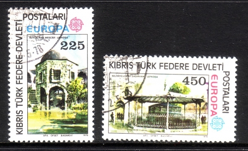 TÜRKISCH ZYPERN MI-NR. 55-56 GESTEMPELT(USED) EUROPA 1978 BAUDENKMÄLER