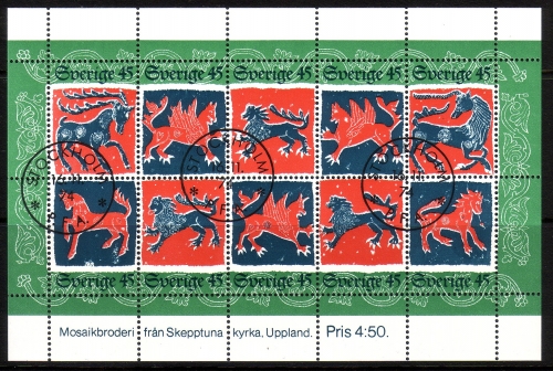 SCHWEDEN BLOCK 6 o WEIHNACHTEN 1974 MOSAIKSTICKEREIEN