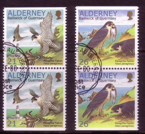 ALDERNEY MI-NR. 145-146 Do/Du GESTEMPELT(USED) NATURSCHUTZ 2000 WANDERFALKEN