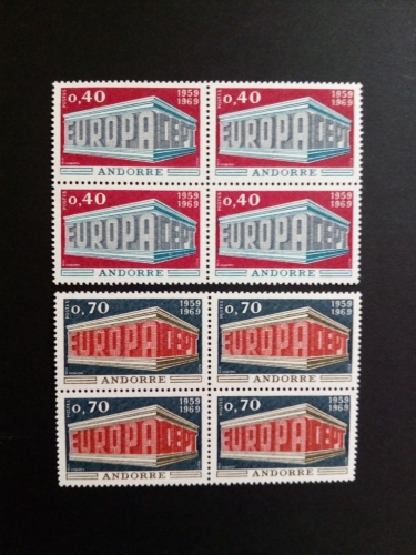 ANDORRA FRANZÖSISCH MI-NR. 214-215 POSTFRISCH(MINT) 4er BLOCK EUROPA 1969