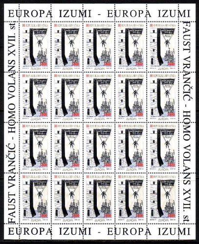 KROATIEN MI-NR. 274-275 POSTFRISCH KLEINBOGENSATZ EUROPA 1994 ERFINDUNGEN FALLSCHIRM