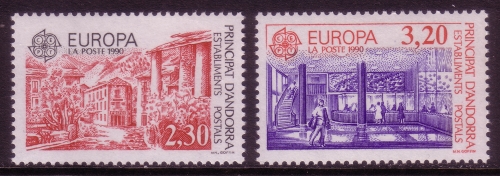 ANDORRA FRANZÖSISCH MI-NR. 409-410 POSTFRISCH(MINT) EUROPA 1990 POSTALISCHE EINRICHTUNGEN