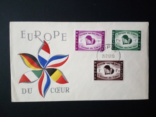 BELGIEN MI-NR. 1143-1145 FDC MITLÄUFER 1959 FLÜCHTLINGSHILFE STEMPEL EUPEN