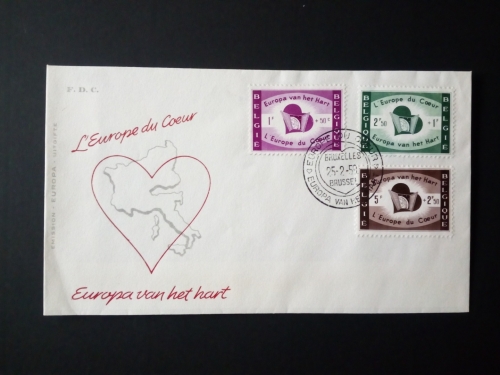 BELGIEN MI-NR. 1143-1145 FDC MITLÄUFER 1959 FLÜCHTLINGSHILFE STEMPEL BRÜSSEL