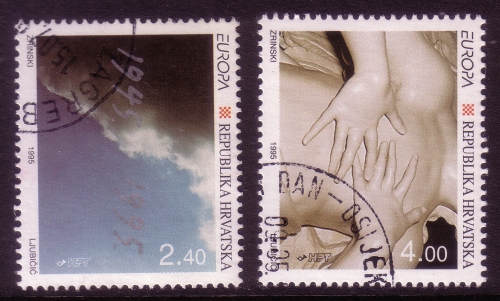 KROATIEN MI-NR. 319-320 GESTEMPELT(USED) EUROPA 1995 FRIEDEN und FREIHEIT SKULPTUR