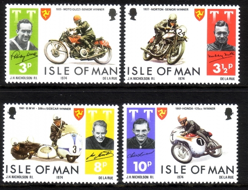 INSEL MAN MI-NR. 40-43 POSTFRISCH(MINT) TOURIST TROPHY 1974 MOTORRADRENNEN