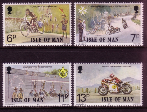 INSEL MAN MI-NR. 97-100 POSTFRISCH TOURIST TROPHY`77 MOTORRADRENNEN PFADFINDER