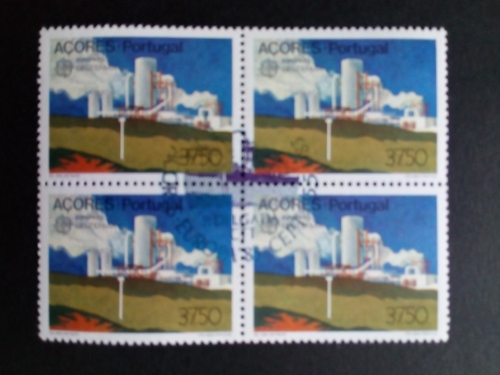 AZOREN MI-NR. 356 GESTEMPELT(USED) 4er BLOCK EUROPA 1983 GROSSE WERKE GEOTHERMISCHES KRAFTWERK