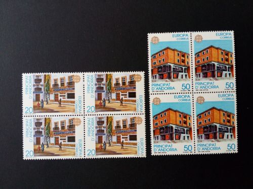 ANDORRA SPANISCH MI-NR. 214-215 POSTFRISCH(MINT) 4er BLOCK EUROPA 1990 POSTALISCHE EINRICHTUNGEN
