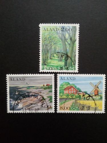ALAND MI-NR. 11-13 GESTEMPELT(USED) LANDSCHAFTEN 1985 WINDMÜHLE