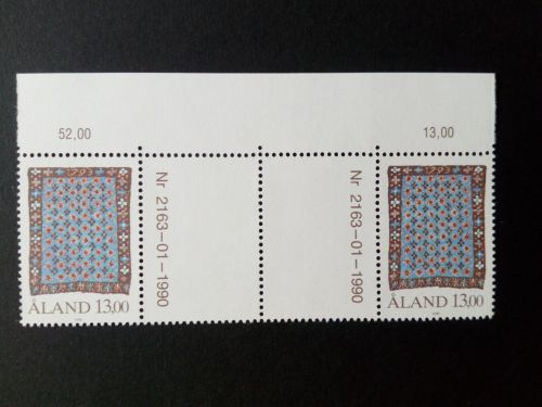 ALAND MI-NR. 41 POSTFRISCH(MINT) ZWISCHENSTEGPAAR(1) GEKNÜPFTE TAGES-BETTDECKE 1990