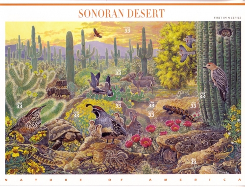 USA MI-NR. 3100-3109 POSTFRISCH(MINT) FOLIENBOGEN LANDSCHAFTEN (I) SONORAWÜSTE EULE SCHLANGE MAUS
