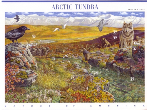 USA MI-NR. 3761-3770 POSTFRISCH(MINT) FOLIENBOGEN LANDSCHAFTEN (V) TUNDRA WOLF BÄR RABE FALKE HUHN