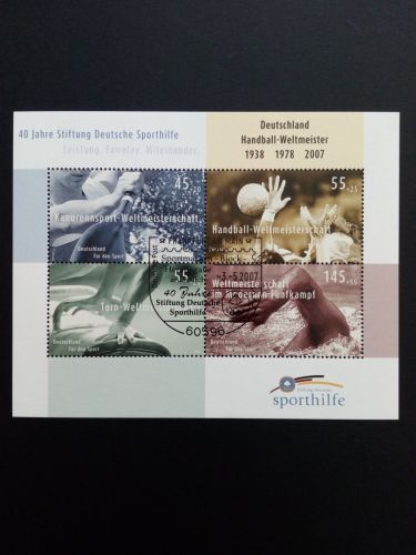 DEUTSCHLAND BLOCK 70 GESTEMPELT(USED) DEUTSCHE SPORTHILFE HANDBALL TURNEN SCHWIMMEN KANU