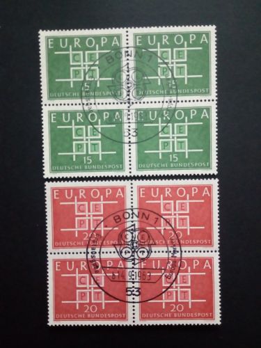 DEUTSCHLAND MI-NR. 406-407 GESTEMPELT(USED) 4er BLOCK EUROPA 1963