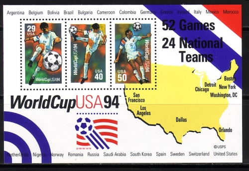 USA BLOCK 33 POSTFRISCH(MINT) FUSSBALL WM 1994 USA