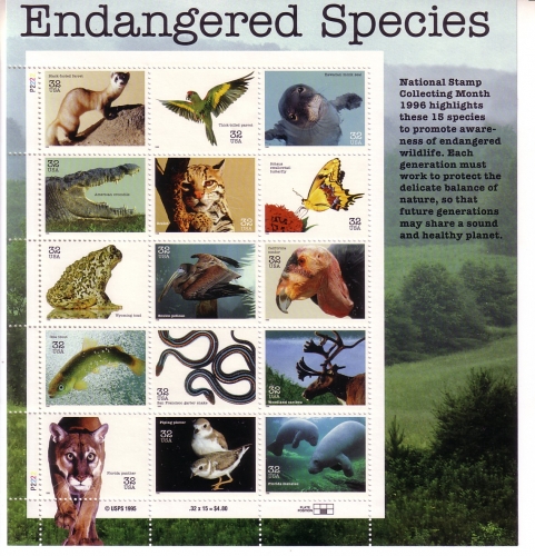 USA MI-NR. 2769-2783 POSTFRISCH(MINT) KLEINBOGEN GEFÄRDETE TIERARTEN ILTIS PUMA KONDOR OZELOT ROBBE